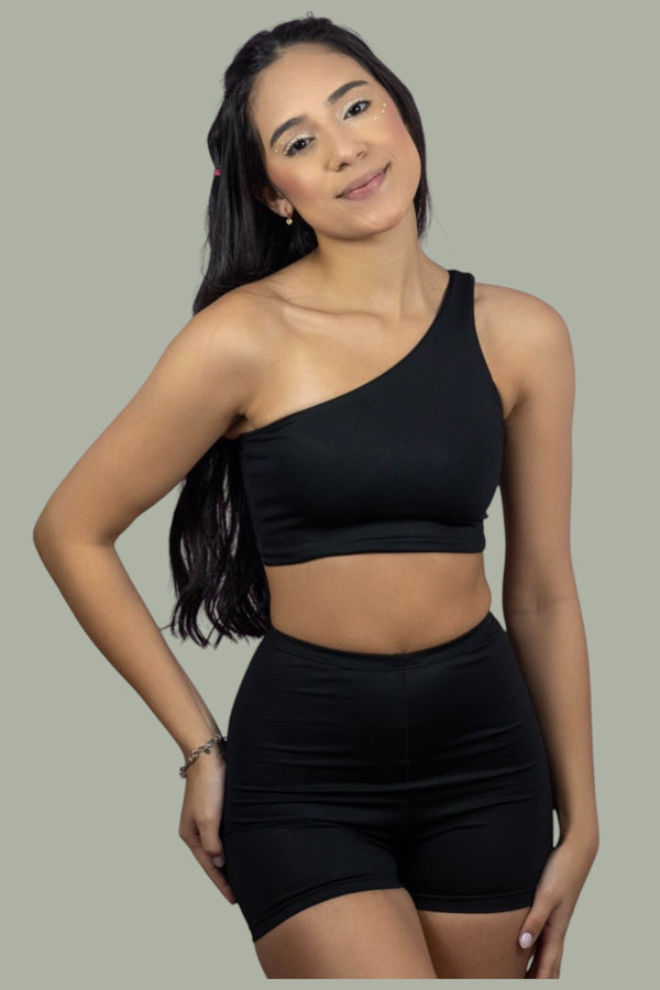 Top nula manga - Preto
